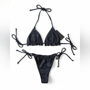 NWT Fredericks of Hollywood Avalon Womens Black 2 Piece Swimsuit Bikini Small